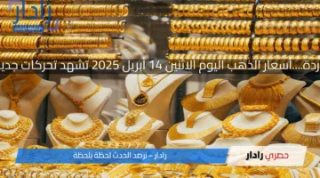 المعدن الأصفر بكام انهاردة….أسعار الذهب اليوم الاثنين 14 أبريل 2025 تشهد تحركات جديدة في الأسواق المصرية