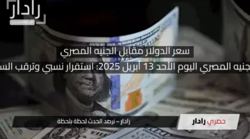 سعر الدولار مقابل الجنيه المصري اليوم الأحد 13 أبريل 2025: استقرار نسبي وترقب السوق لقرارات المركزي