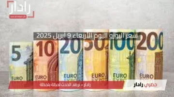 سعر اليورو اليوم الأربعاء 9 أبريل 2025 مقابل الجنيه المصري: تحديثات البنوك لحظة بلحظة