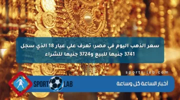 عيار 18: سجل سعر البيع 3741 جنيها وسعر الشراء 3724 جنيها اليوم