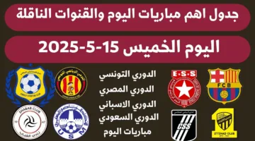 (الدوري الاسباني _ دوري روشن) مواعيد مباريات اليوم الخميس 15 مايو 2025 والقنوات الناقلة