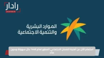 استعلم الآن عن أهلية الضمان الاجتماعي المطور لعام 1446 بكل سهولة وبدون عناء