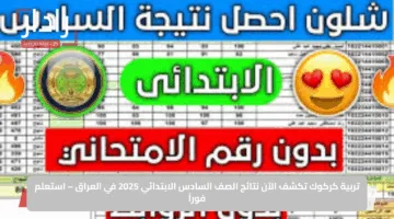 هسه ظهرت الآن.. حمل pdf نتائج الصف السادس الابتدائي 2025 في العراق عبر موقع نتائجنا