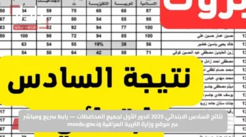 «نتائج رسمية» رابط نتيجة الصف السادس الابتدائي الدور الأول 2025 ديالى وكيفية الاستعلام بسهولة