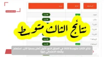 نتائج الثالث متوسط 2025 في العراق الدور الأول تُعلن رسميًا الآن.. استعلم برقمك الامتحاني فورًا