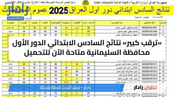 «ترقب كبير» نتائج السادس الابتدائي الدور الأول محافظة السليمانية متاحة الآن للتحميل