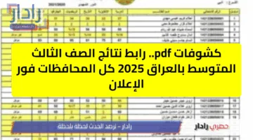 ظهورها رسميًا مطلع الأسبوع المقبل.. نتائج الثالث المتوسط في العراق 2025 الدور الأول PDF من موقع نتائجنا