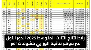 رابط نتائج الثالث المتوسط 2025 الدور الأول عبر موقع نتائجنا الوزاري كشوفات pdf