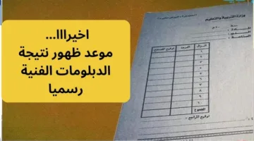 عاجل.. استعلم عن نتيجة الدبلومات الفنية 2025 الدور الاول صناعي وتجاري وزراعي