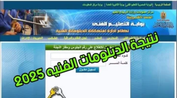 رابط إستخراج نتيجة الدبلومات الفنية 2025 برقم الجلوس والاسم من خلال موقع الوزارة الرسمي