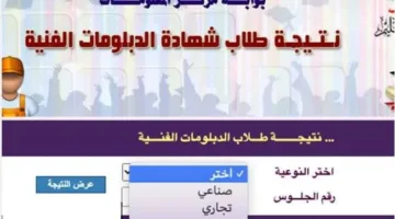 الان نتيجة الدبلومات الفنية 2025 الدور الأول. عبر رابط بوابة التعليم الفني برقم الجلوس