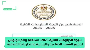 نتيجة الدبلومات الفنية 2025.. استعلم برقم الجلوس لجميع الشعب الصناعية والزراعية والتجارية والفندقية